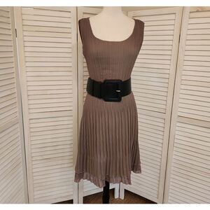 Veeca Taupe Pleated Dress Size S